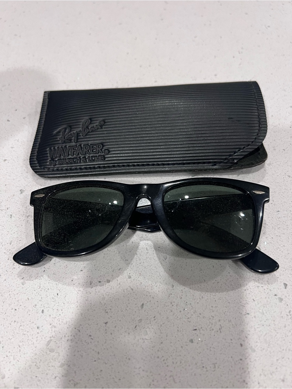 Classic Vintage 1990’s Ray-Ban Wayfarer Black Sunglasses with Case